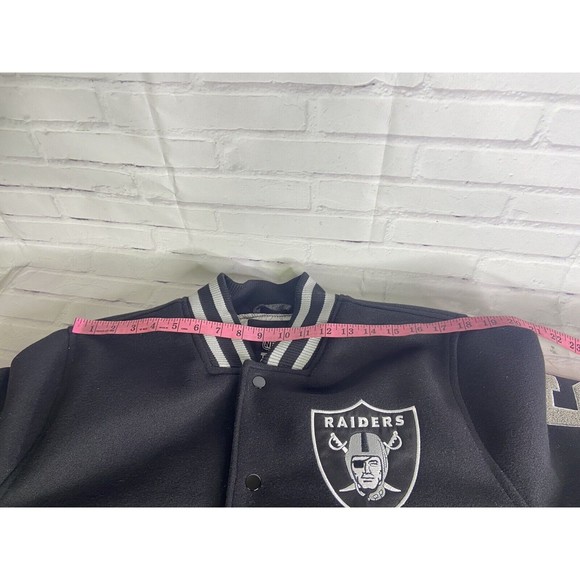 Ultra Game NFL Las Vegas Raiders Mens Varsity Coaches Snap Up Jacket Coat Size L - Picture 7 of 13
